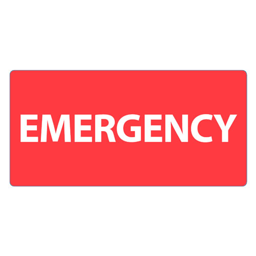 Emergency label (Large) - 50x102mm